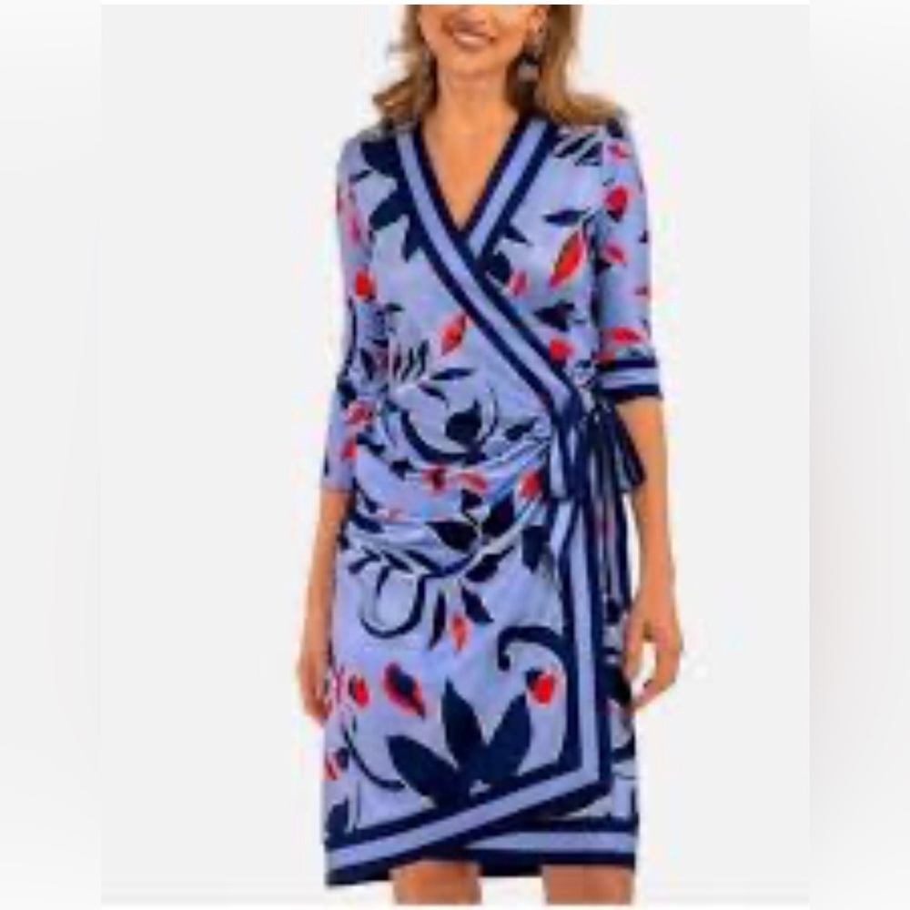 NWOT Gretchen Scott Designs Jersey Wrap Me Up Dress in Full Bloom Size L